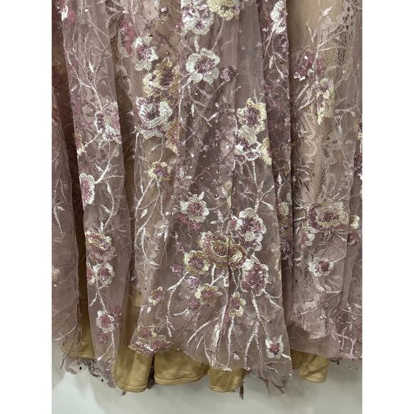 Mac Duggal Pink Floral Embellished Sleeveless Plunge Neck Gown Size 14 NWT 67481 - Picture 16 of 16